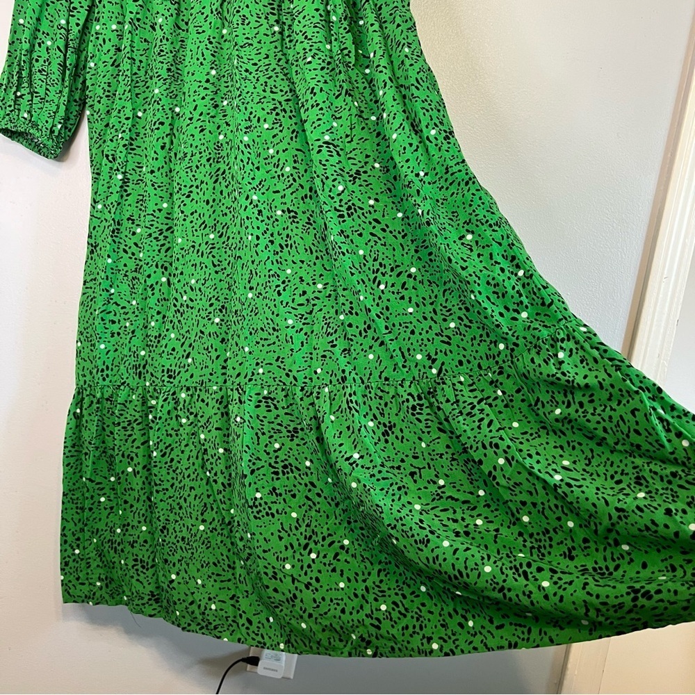 Who What Wear Long Sleeve Maxi Dress Size S Green Black White Dots Peter Pan - Picture 13 of 16